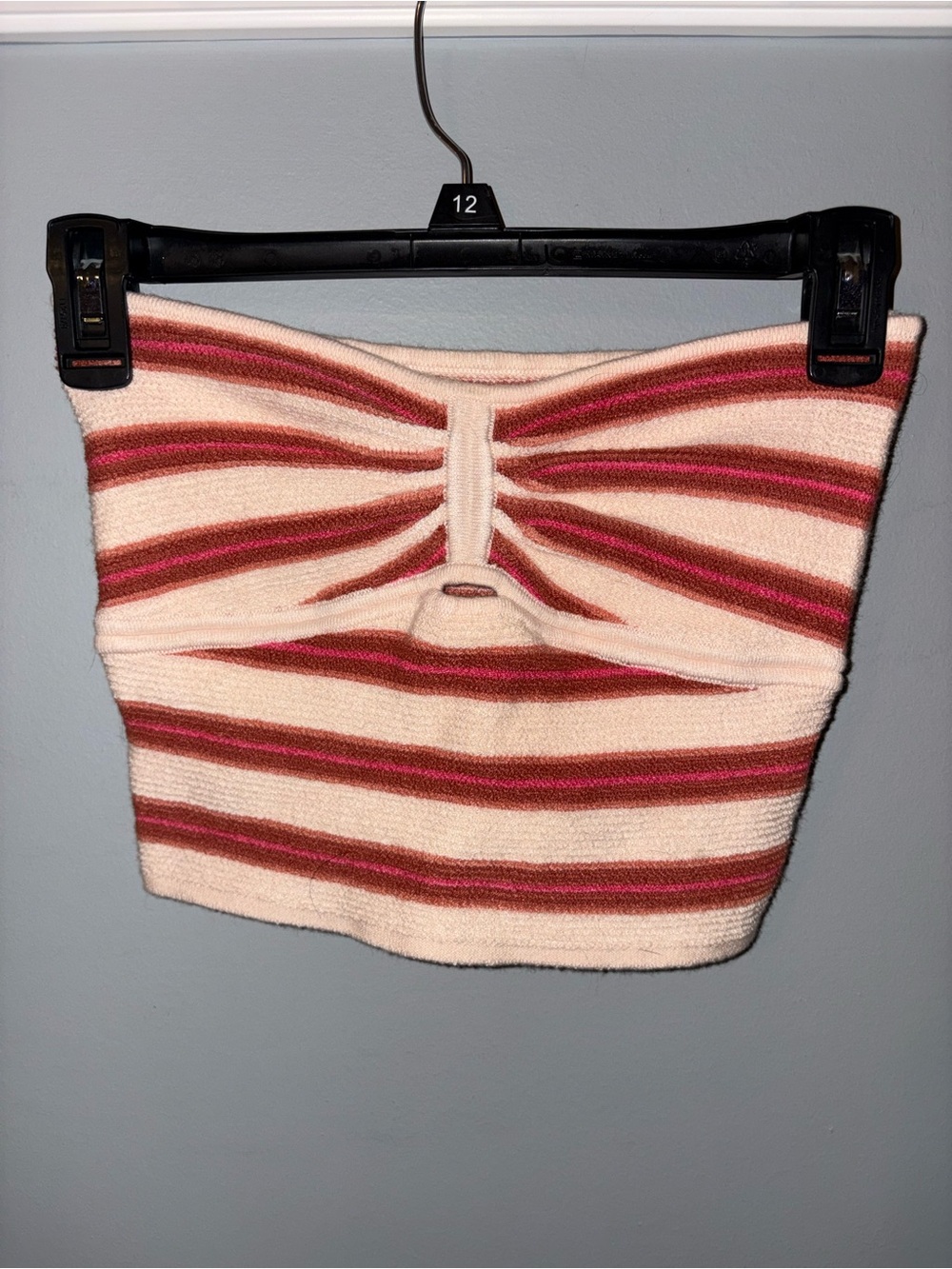 American Eagle Outfitters Pink & Cream Striped Knit Tube Top